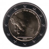 Первые выборы. Монета 2 евро, 2011 год, Мальта.