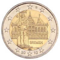 Бремен. Монета 2 евро, 2010 год, Германия.