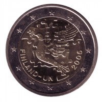60 лет Организации Объединенных Наций (ООН). Монета 2 евро, 2005 год, Финляндия.