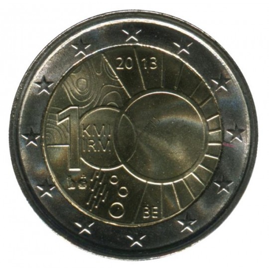 100 лет метеорологическому институту. Монета 2 евро, 2013 год, Бельгия.