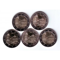 Монастырь Маульбронн, земля Баден-Вюртемберг. Набор из 5 монет, 2 евро, 2013 год, Германия.