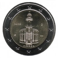 Гессен (Хессен). Монета 2 евро, 2015 год, Германия.