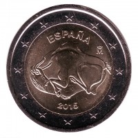 Пещера Альтамира. Монета 2 евро, 2015 год, Испания.