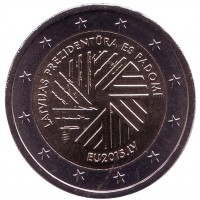 Председательство Латвии в Совете ЕС. Монета 2 евро, 2015 год, Латвия.