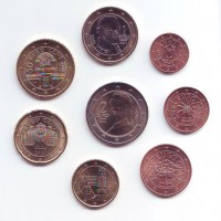 Набор монет евро (8 шт). 2010 год, Австрия.