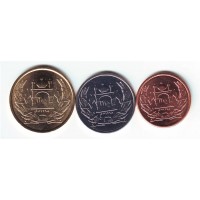 Набор монет Афганистана (3 шт.). 1-5 афгани, 2004 год, Афганистан.