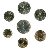 Набор монет Болгарии (7 штук). 1, 2, 5, 10, 20, 50 стотинок, 1 лев, 1999-2002 гг., Болгария.