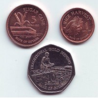 Набор монет Гайаны (3 шт.). 2007-2012 гг., Гайана.