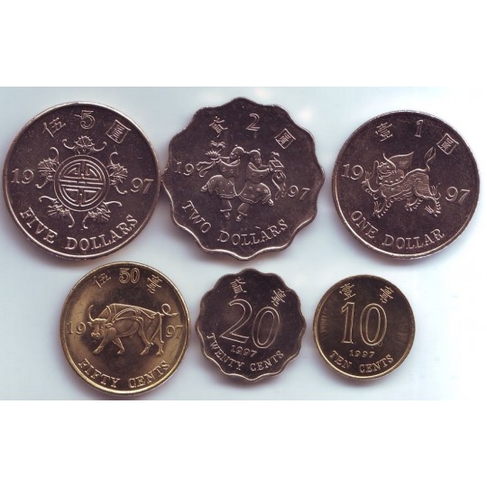 Набор монет Гонконга (6 шт.) 1997 год, Гонконг.