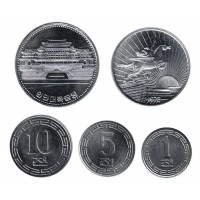 Набор монет Северной Кореи (5 шт.). 1959-1987 гг, Северная Корея.