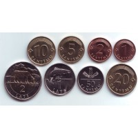 Набор монет Латвии (8 шт.) 1999-2009 гг., Латвия.