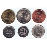 Набор монет (6 штук). 25-250 ливров, 1996-2009 год, Ливан.