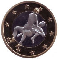 6 эросов (Sex euros). Сувенирный жетон. (Вар. 13)