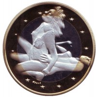 6 эросов (Sex euros). Сувенирный жетон. (Вар. 17)