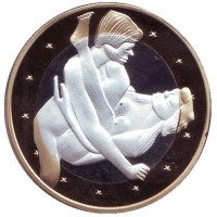 6 эросов (Sex euros). Сувенирный жетон. (Вар. 25)
