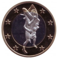 6 эросов (Sex euros). Сувенирный жетон. (Вар. 29)