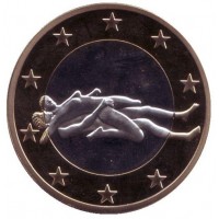 6 эросов (Sex euros). Сувенирный жетон. (Вар. 31)