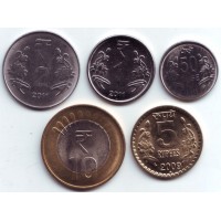 Набор монет Индии (5 шт.). 2009-11 гг., Индия.