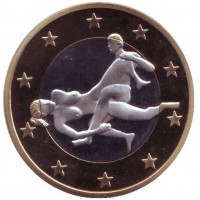 6 эросов (Sex euros). Сувенирный жетон. (Вар. 24)