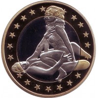 6 эросов (Sex euros). Сувенирный жетон. (Вар. 33)