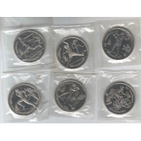 Олимпиада в Барселоне. Набор монет номиналом 1 рубль (6 штук), 1991 год (В запайке)